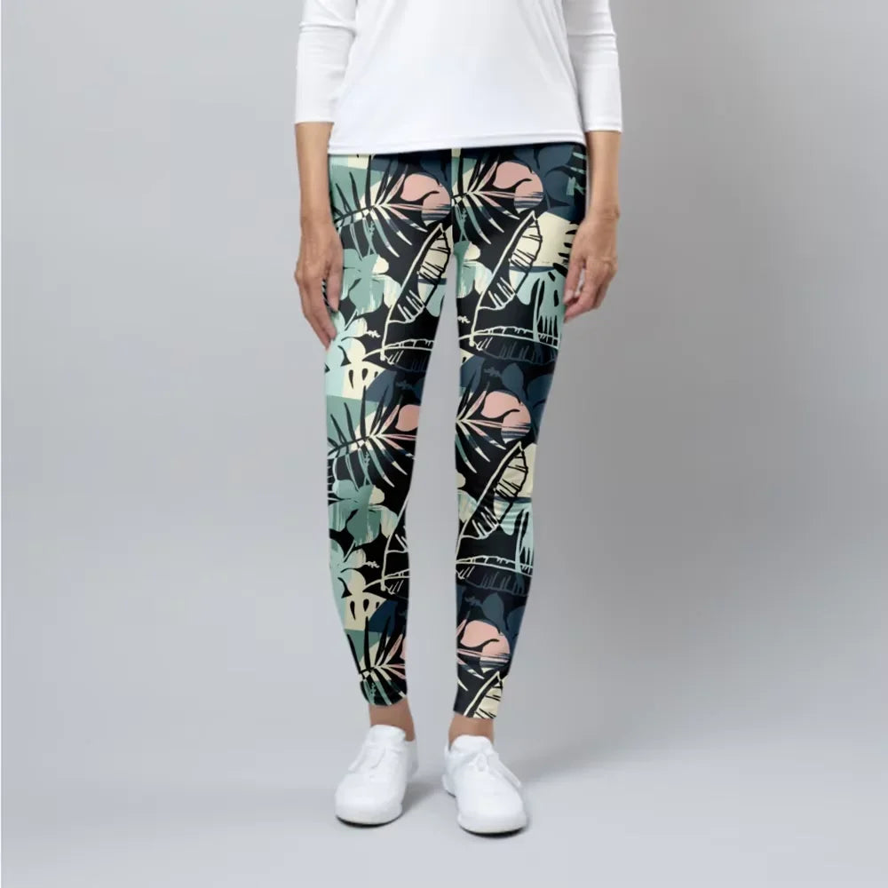 Fitness Leggings High Waist 3D Flowers Pattern Digital Print Casual Trousers Woman's Leggings