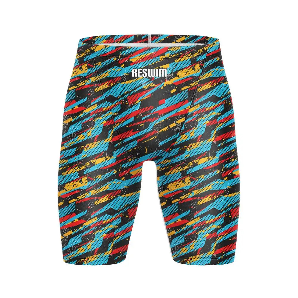 Summer Men's Printing Swim Jammer Shorts Athletic Training Swimsuit Beach Swimming Trunks Swimwear Lycra Tights Surfing Shorts