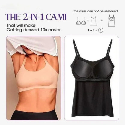 Cami Bra – Women's Camisole With Built In Padded Bra Vest Pink Top For Women Pajamas Home Wear