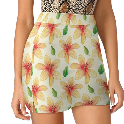 Lily Floral Tulips Skirt Summer Colorful Flowers Fashion Casual A-line Skirts Elegant Mini Skirt Woman Design Oversized Clothing