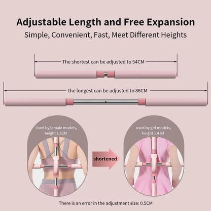 Yoga Stick Hunchback Corrector 80cm Stainless Steel Body Figure Training Stick Cross Open Back Standing Gym Home Sports Equipment