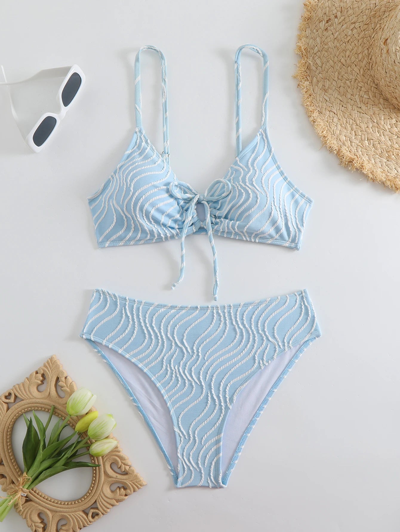 High Waist Bikini Women Strappy Swimsuit Striped Swimwear Female Bathers Bathing Swimming Swimsuit Beachwear