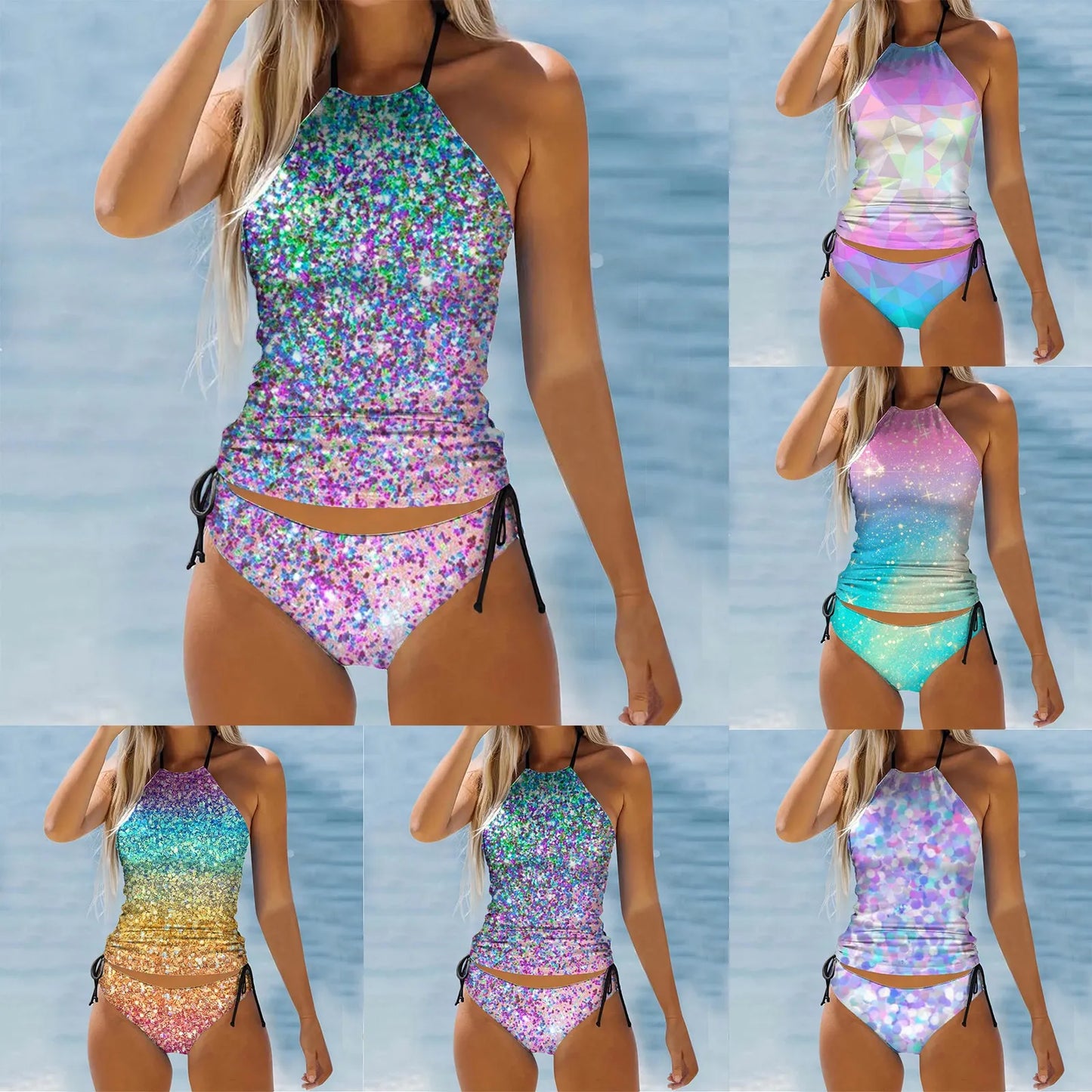 Tankini Swimsuits for Women Women's Separate Gradient Star Print Swimsuit Tankini Womens Board Shorts Set for Swimming