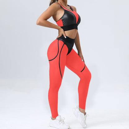 Bright Solid Colour Options Gym Set Women Mesh Suit for Fitness Sportswear 2024 Tracksuit Yoga Clothes Transparent 2 Piece Sets Women Outfit Black Pink
