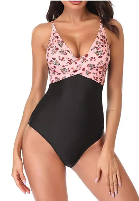 One Piece Swimwear Women Floral Monokini Bathing Suits Bodysuit Push Up Swimsuit Beach Swimming Suit For Female XL