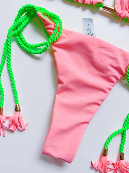 Braiding rope Solid Bikini Set Swimwear Women's Swimsuit Two-piece Triangle  Bathing Suit Brazilian Biquini
