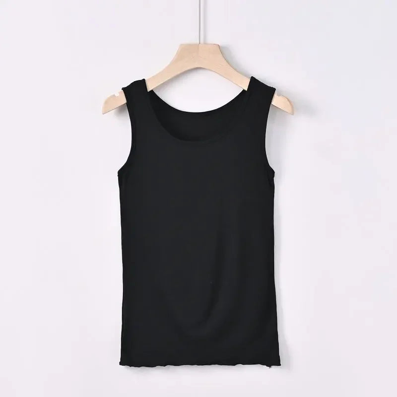 Plus size 6XL summer women's Tank Tops Loose Modal camis Tshirt bottoming sleeveless tee tops Sollid color Vest all match
