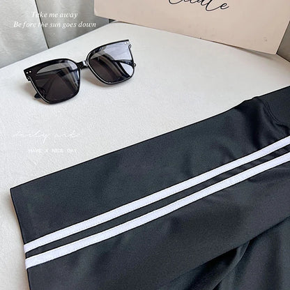 Women Shark Running Short Leggings Summer Side Stripe Sports Biker Shorts High Waist Skinny Seamless Bicycle Shorts