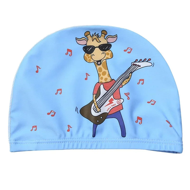 Elastic Fabric Cute Cartoon Swimming Cap for Children Long Hair Lovely Kids Protect Ears Swim Pool Hat for Boys Girls Swim Hat