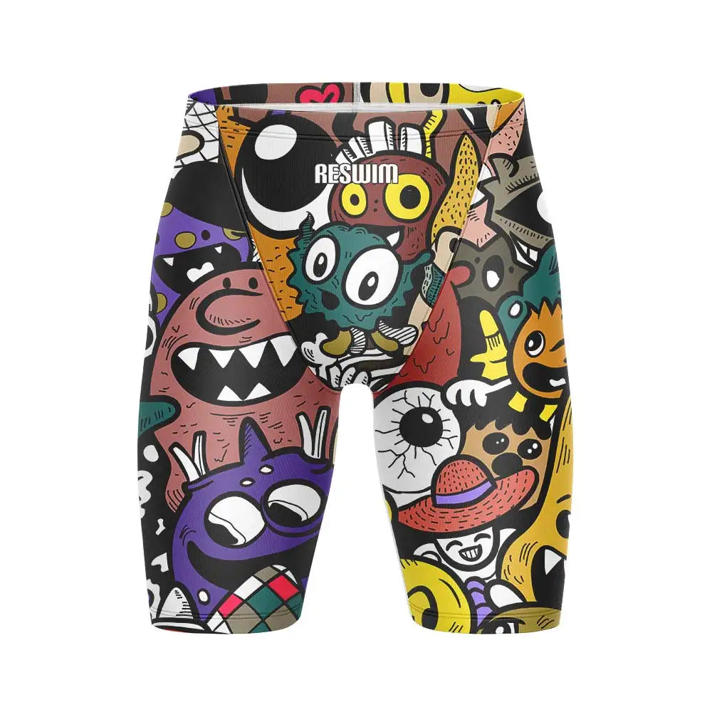 Summer Men's Swim Jammer Athletic Training Swimsuit Swimming Trunks Beach Pool Tights Shorts Quick Dry Running Surfing Pants