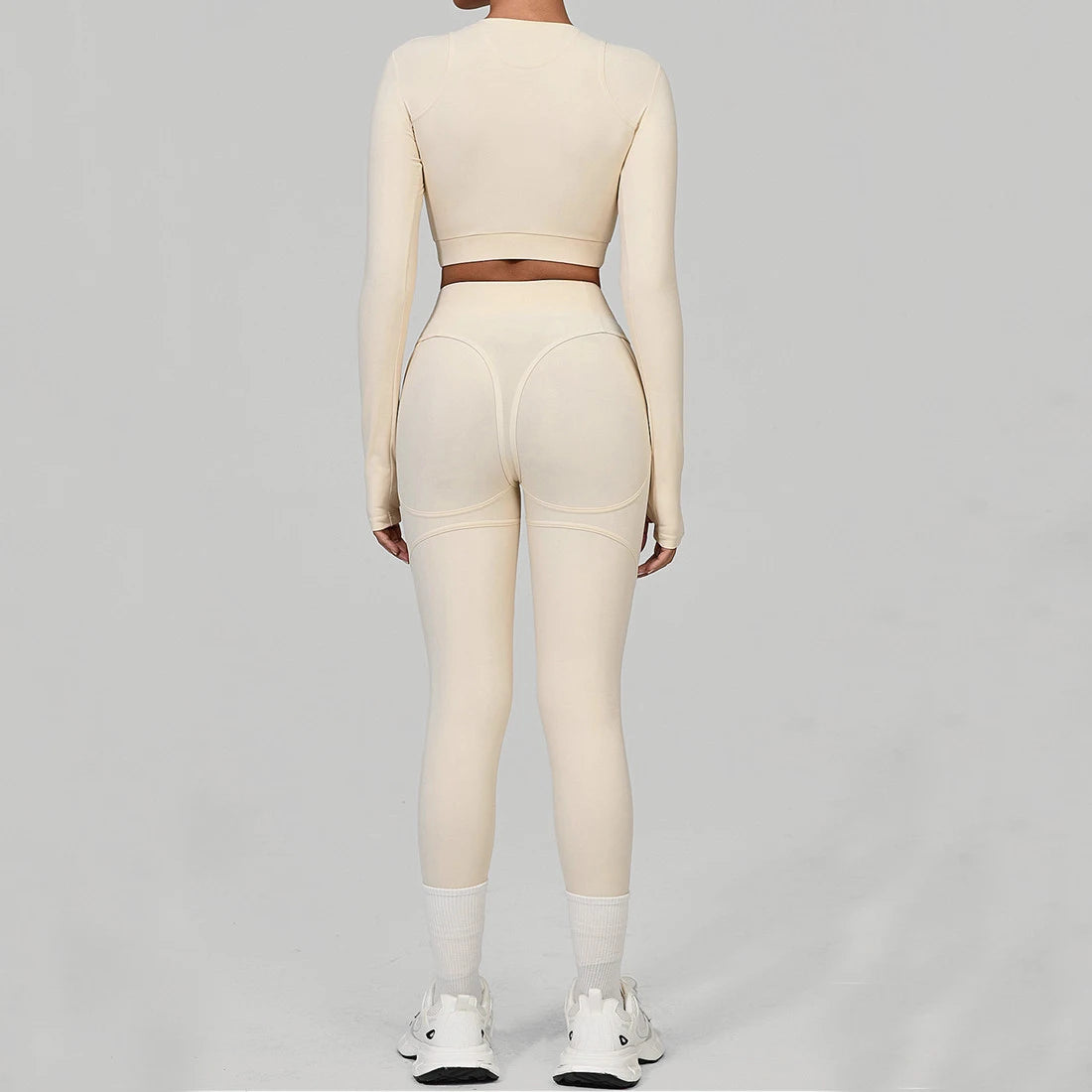 Seamless Yoga Sets Sports Fitness Hip-lifting High Waist Skinny Long-sleeved Suit Running Workout Gym Leggings Sets Women