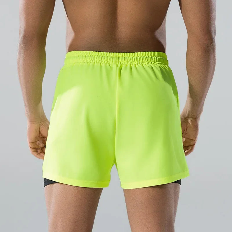 Adult Loose-Fit Flat Angle Swimming Pants for Men Quick Dry  Beach Pants Anti-Awkward Double Layer Design