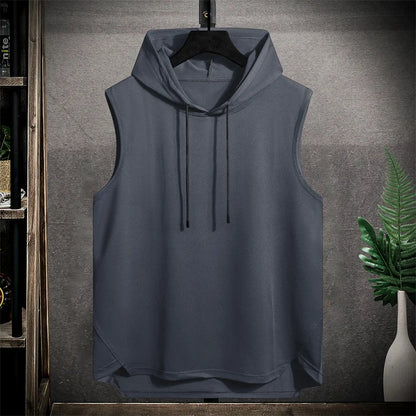 Short Sleeve Quick Dry Vest Men's Black Grey Tshirt GYM Tank Top Tees With Hoodies Fashion Clothes OverSize 4XL