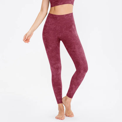 High-Waist Yoga Pants Women's Fitness Sports Printed No Obvious Stitching Butt-Lifting High-Elasticity Summer Running Exercise