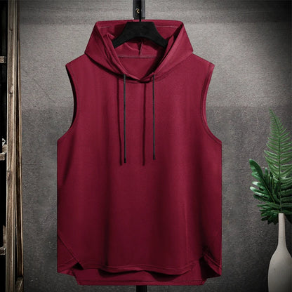Short Sleeve Quick Dry Vest Men's Black Grey Tshirt GYM Tank Top Tees With Hoodies Fashion Clothes OverSize 4XL