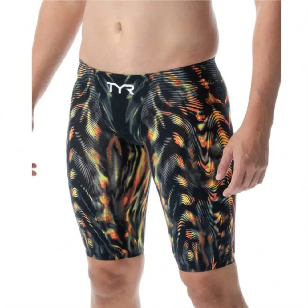 Summer Men's Swim Jammer Swimsuit Shorts Print Beach Surfing Tights Shorts Quick Dry Swimming Trunks Sports Swim Pants Swimwear