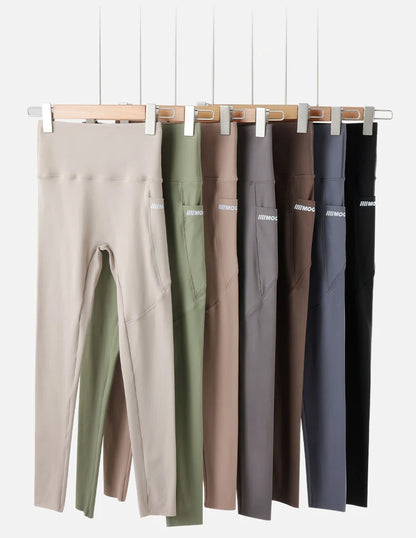 Pocket Brushed Shark Leggings Women Autumn Light Fleece Phone Leggings Slim Tight-Fit Sports Yoga Fitness Leggings