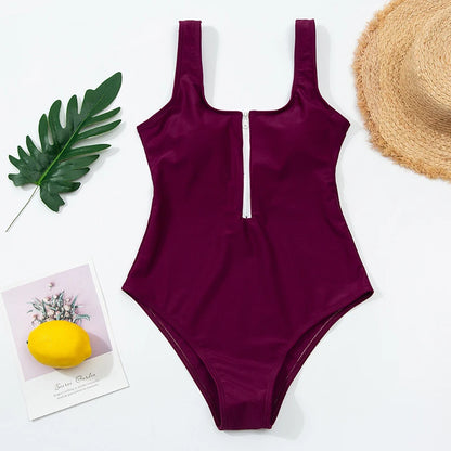 Multi Designs Color Printed Zipper Swimsuit One Piece Swimwear Women Floral Bathers Bathing Swimming Swim Suit Female Beachwear