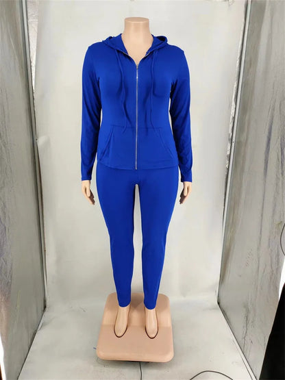 Wmstar Plus Size Two Piece Outfits Women Hoodies Sweatsuit Leggings Pants Sets Solid Stretch Matching