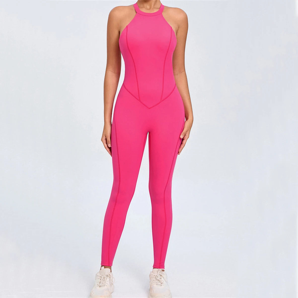 Pad Scrunch Backless Yoga Sport Jumpsuit Women Monkeys One Piece Gym Outfit Legging Fitness Overalls Workout Pant Clothing