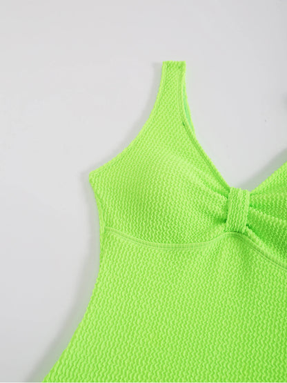 Womens One Piece Swimsuit Swim Leotard Sleeveless Low U Back Soft Cup Textured Monokini Bathing Suit for Beach Tropical Travel
