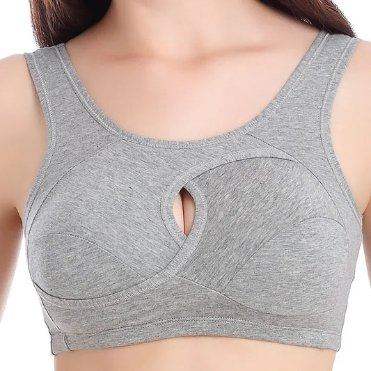 M-6XL Plus Size Breathable Cotton Bra Hollow Out Women's Underwear Removable breast pad Bralette Seamless Gathers Brassiere