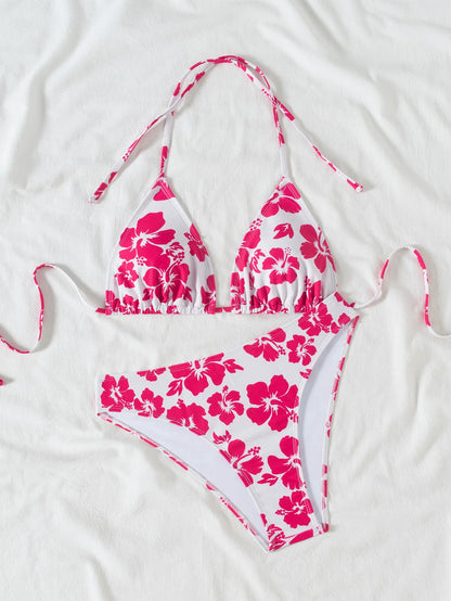 Bikini's Multi Color Choice Bathing Suit Women Dot Cheetah Print Split Swimsuit Backless Lace Up Beachwear Fashion Holiday Bikini Set Summer