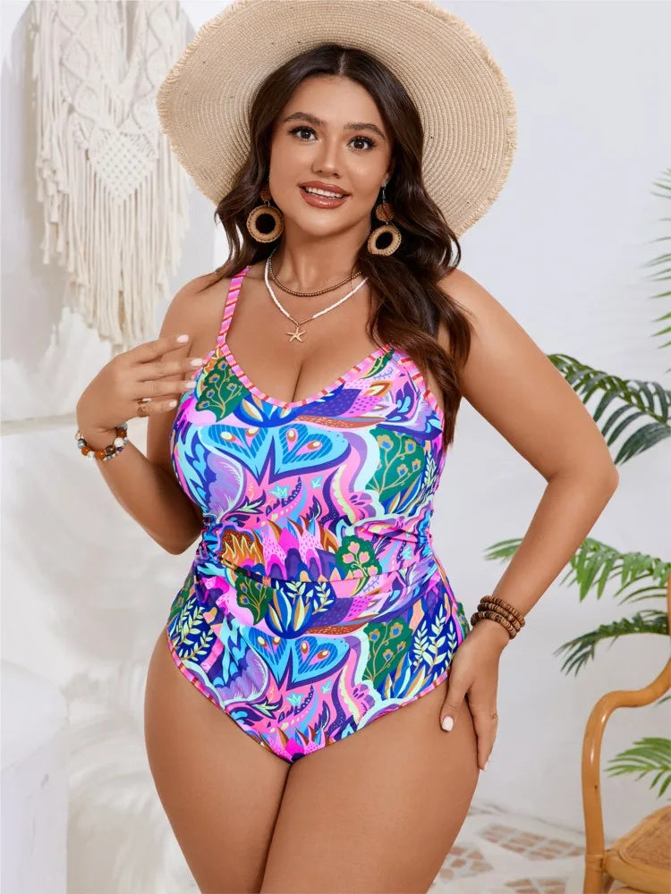 One Piece Plus Size Women Push Up Large Size Swimsuit Summer Big Size Tummy Control Swimwear Bikini Sets