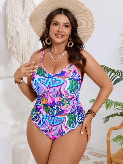One Piece Plus Size Women Push Up Large Size Swimsuit Summer Big Size Tummy Control Swimwear Bikini Sets