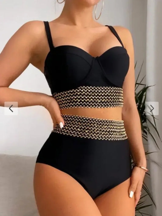 Push Up High Waist Bikini Sets Black Bikini Swimsuit Two Pieces Swimwear Women Bathing Suits Beachwear Bathers