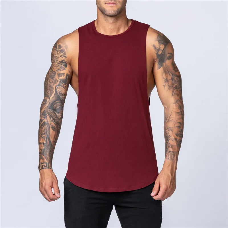 Bodybuilding Muscle Exercise Undershirt Men Gym Sports Cotton Moisture Wicking and Breathable Casual Vest Printed Workout Tops