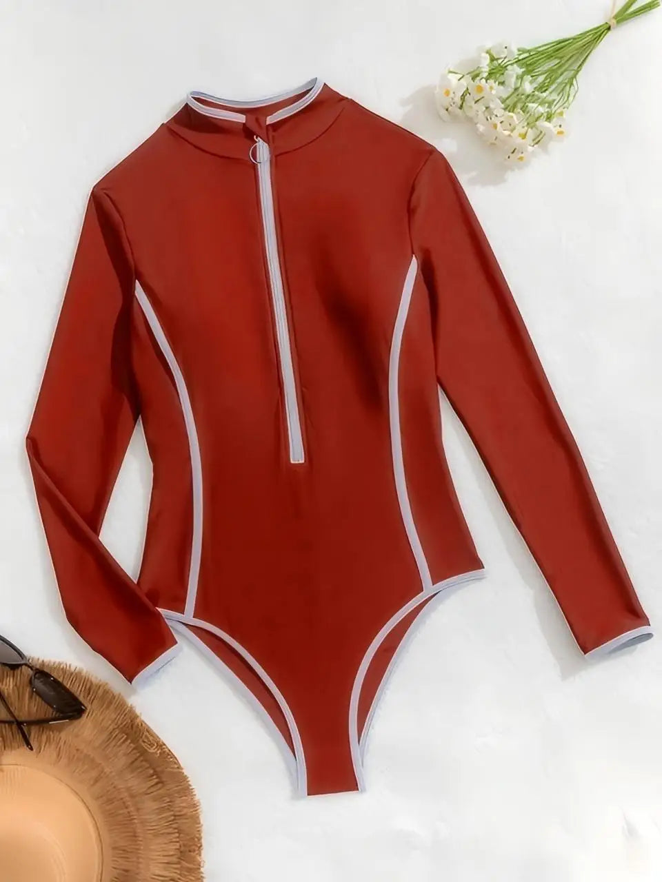 Solid Long Sleeve Surfing Swimsuit Bodysuit Swimwear Women One Pieces Rash guard Diving Clothes Bathing Swim Suit Beachwear