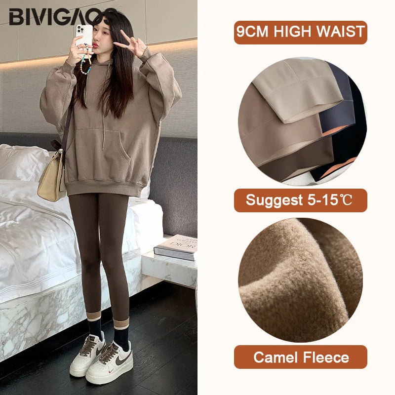 Thin Rabbit Fleece Shark Leggings Women High Waist Elastic Pressure Slim Sport Fitness Winter Warm Leggings