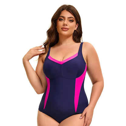 Plus Size Swimsuit Women's One Piece Swimsuits Block Color One Piece Bathing Suit Beach Outfit Sport Swim Suits