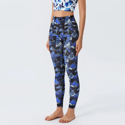 Women's Color Print High Waisted Yoga Pants Quick-Dry Tummy Control 7/8 Length Workout Leggings for Gym, Pilates, Everyday Wear