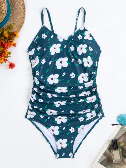 Floral Swimsuit Women One Piece Vintage Design Swimwear Female Backless Beachwear Bathers Bathing Swimming Swim Suit