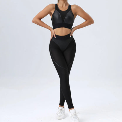 Bright Solid Colour Options Gym Set Women Mesh Suit for Fitness Sportswear 2024 Tracksuit Yoga Clothes Transparent 2 Piece Sets Women Outfit Black Pink