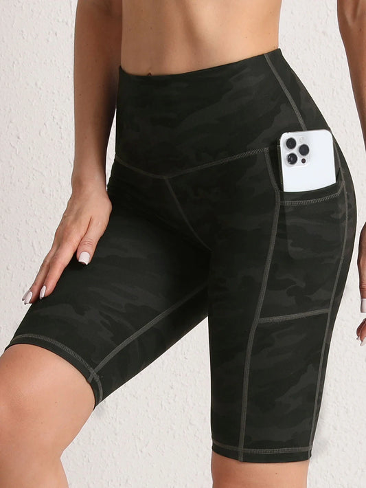 Camouflage Summer Shorts Women Activewear High Waist Pockets Running Outdoors Short Sport Pants Fashion Quick drying