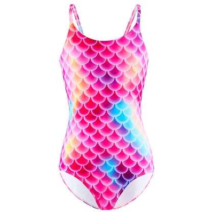 Bikini Cut Bottom Swimwear Kids Girl Sleeveless Straps Half Backless Swimsuit Bright Rose Red Beach Pool  Play Water Summer Tops