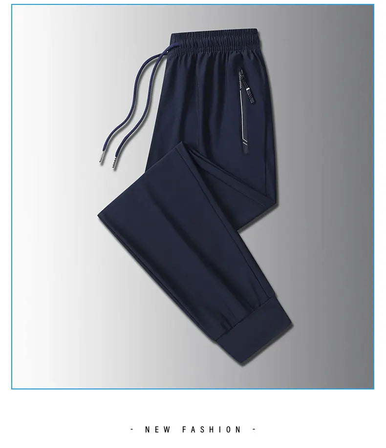 Running Pants Jogging Casual Summer Thin Elastic Sweatpants Quick Dry Ice Silk Straight Pants Sports Gym Breathable Men Trousers