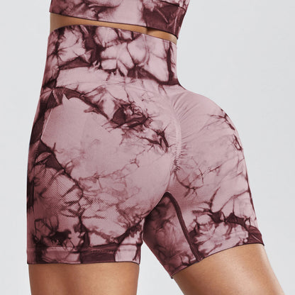 Push Up Gym Sport Shorts Women Seamless Summer Fitness Tie-Dye Cycling Shorts