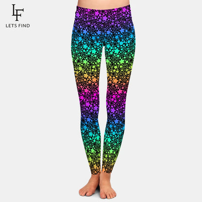 High Wasit Women Casual Elastic Legging 3D Multicolored of Cosmic Starry Sky Printing Fitness Stretch Leggings