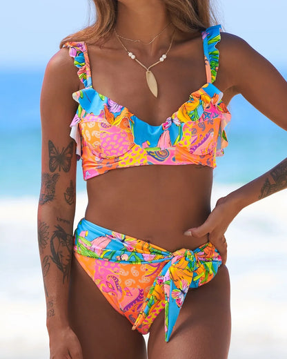 Brazilian Bikini Set Women Print Biquini Female Cut Bikinis Swimwear Push Up Swimsuit Bath Suit