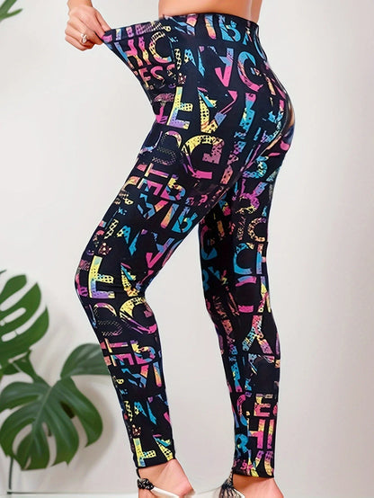 3D Geometric Graffiti Printed Women's Yoga Pants Fashion Running Fitness High Waist Leggings Outdoor Daily Sports Pant For Women