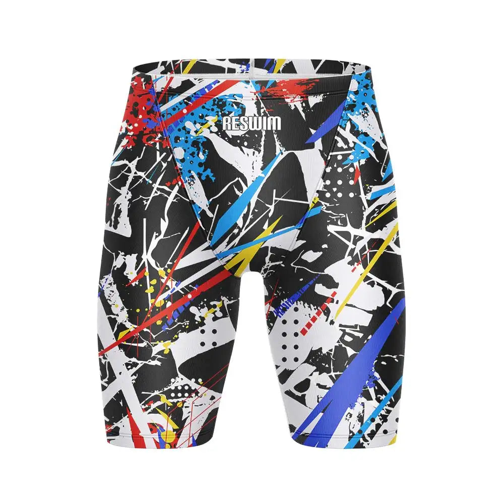 Men's Print Swim Jammer Training Sports Beach Diving Surfing Pants Tights Shorts Swimming Trunks Summer Quick Dry Swimsuit