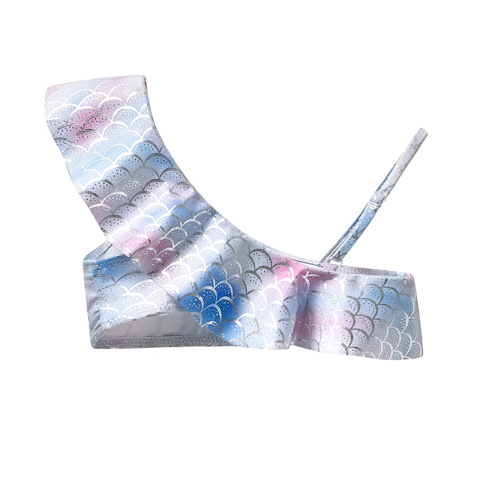 DXTON Girl Swimsuit 2 pcs for 3 to 10 Yrs Girl Sleeveless Swimming Wear Mermaid Print Swimwear For Children Summer Bathing Suits