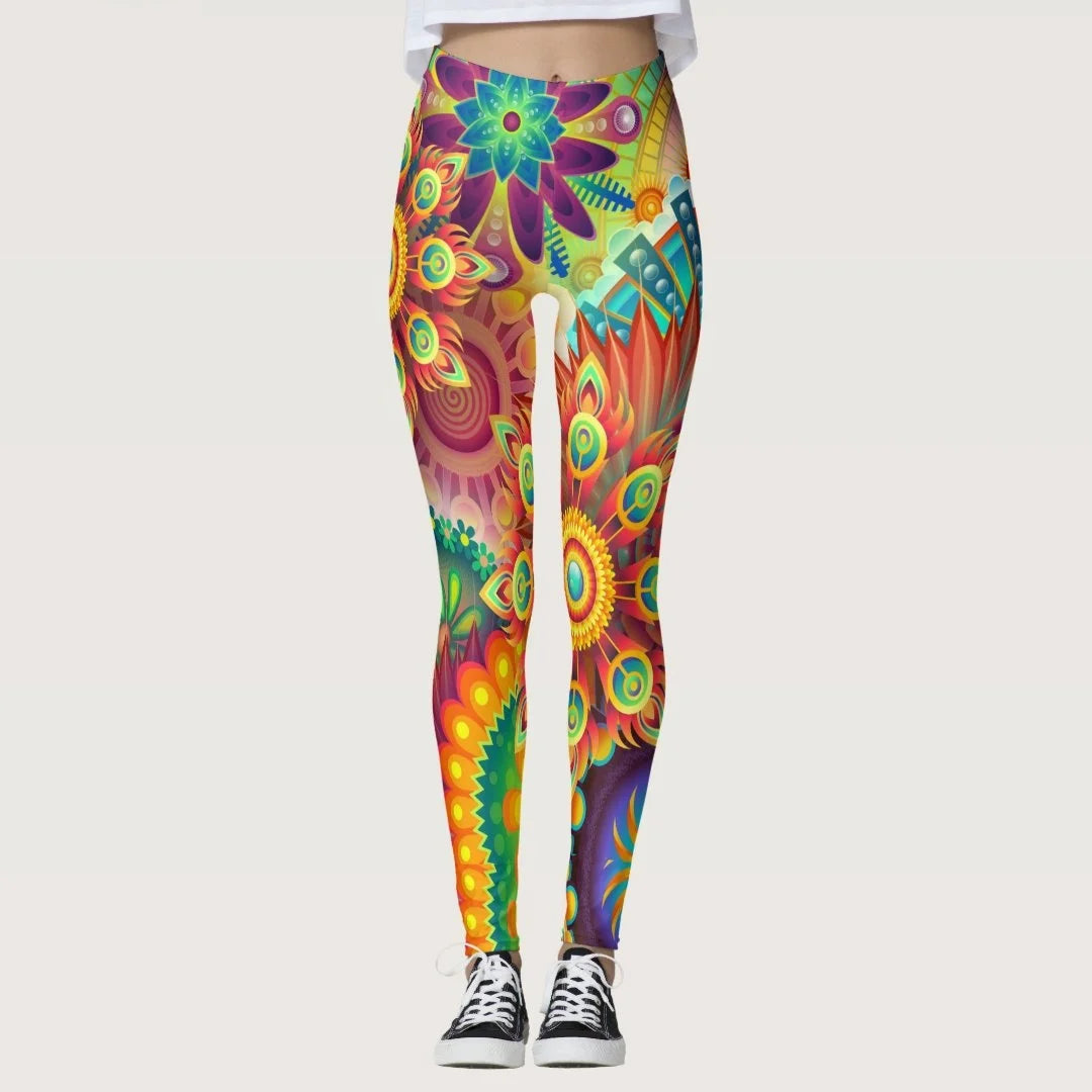 3D Geometric Graffiti Printed Women's Yoga Pants Fashion Running Fitness High Waist Leggings Outdoor Daily Sports Pant For Women