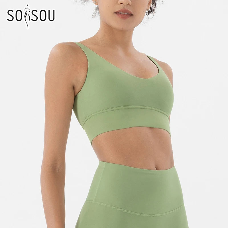 Nylon Bra Top Women Gym Tight Sports Bra Fitness Yoga Women's Underwear Chest Pad Removable Anti-shake Bra 15 Colors