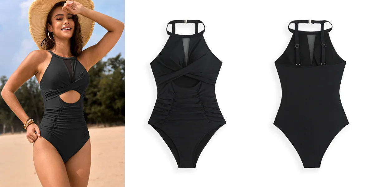 Net One Piece Swimsuits Closed Women's Swimwear Push Up For Swimming Wear Body Bathing Suits Beachwear Pool Bather