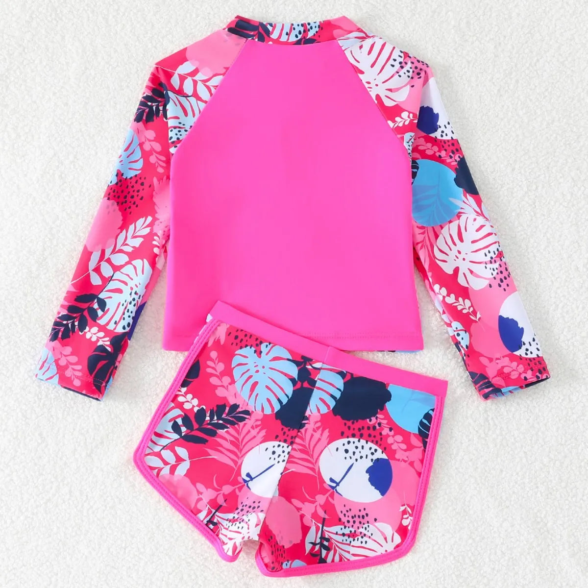 Girls Two Piece Swimwear Long Sleeve Rash Guard Shirts Quick-Dry Bathing Suit Summer Beach Wear Kids Swimsuit Toddler Bikini
